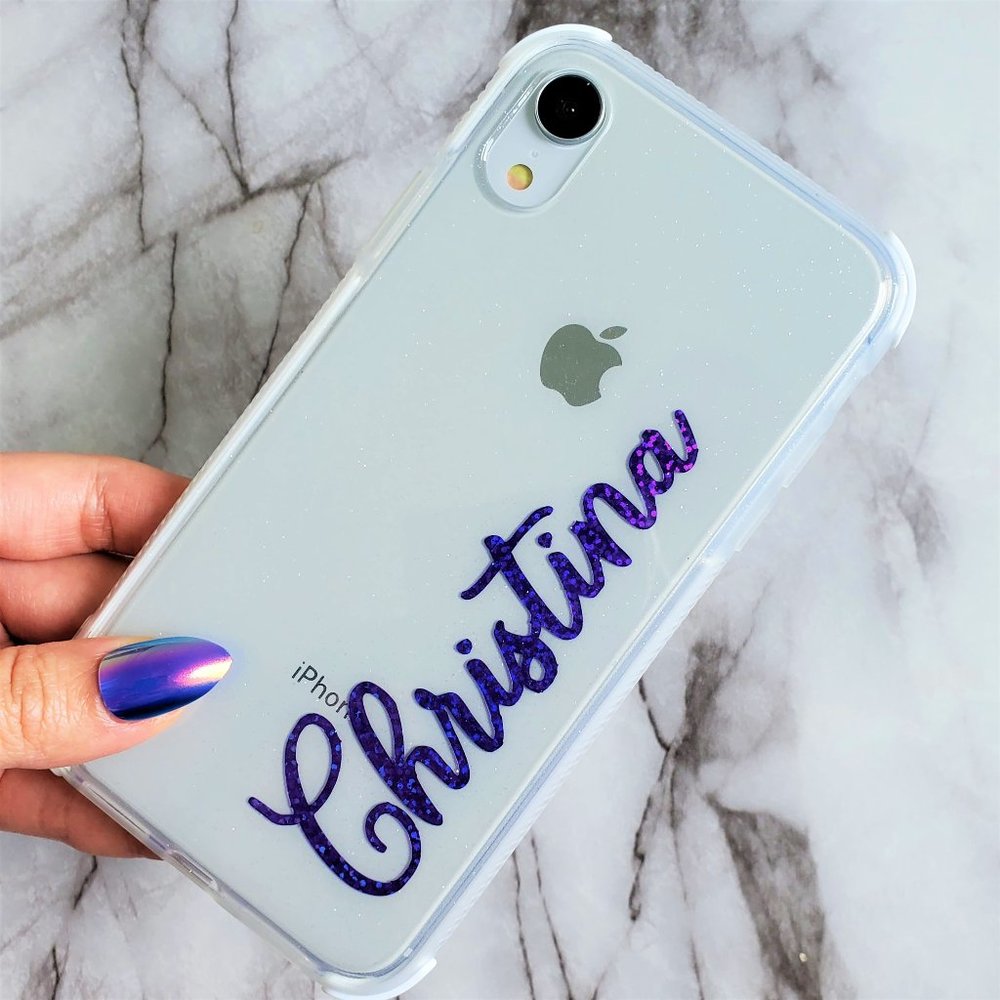 Personalized Purple Name Glitter Bumper Case